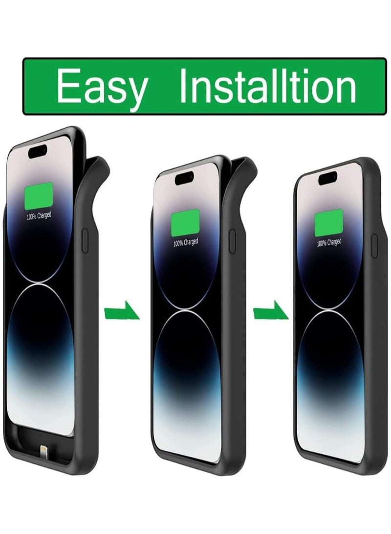 حافظة بطارية لهاتف iPhone 14 Pro Max، حافظة شحن محمولة قابلة لإعادة الشحن بسعة 4500 مللي أمبير في الساعة لهاتف iPhone 14 Pro Max (6.7 بوصة) حافظة شاحن واقية مع حزمة بطارية ممتدة (أسود) - Image 3