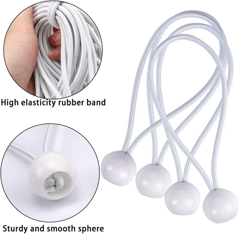 AOPRIE 30 Pcs Bungee Cords with Balls 4 inch White Ball Bungees Heavy Duty Tarp Bungee Cords Trap Weather Resistant Tie Down Strap for Camping, Tents, Cargo, Holding Wire and Hoses - Image 4