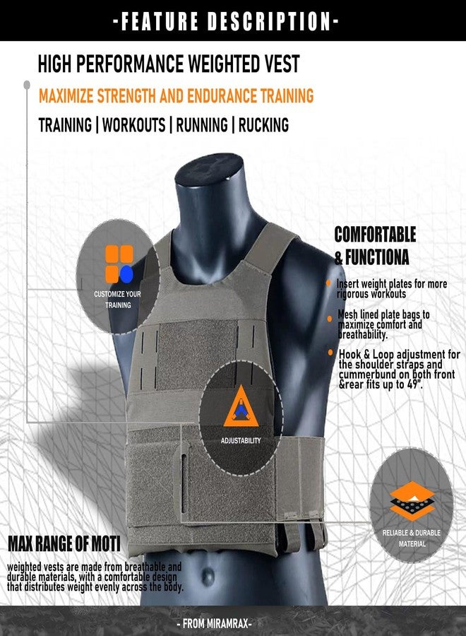 Miramrax Weighted Vest for Men and Women Adjustable Weight Vests Low Profil Vest Quick Release Strength and Endurance Training Fitness Tactical Running Workouts (Green) - Image 2