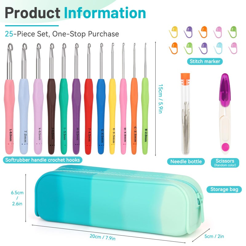 Coopay Crochet Hooks Set with Case, 12 Size Ergonomic Crochet Needles for Beginner Adult Arthritic Hands, 2mm(B)-8mm(L) Extra Long Knitting Hook for Crocheting Yarn- Great DIY Craft Christmas Gift - Image 5