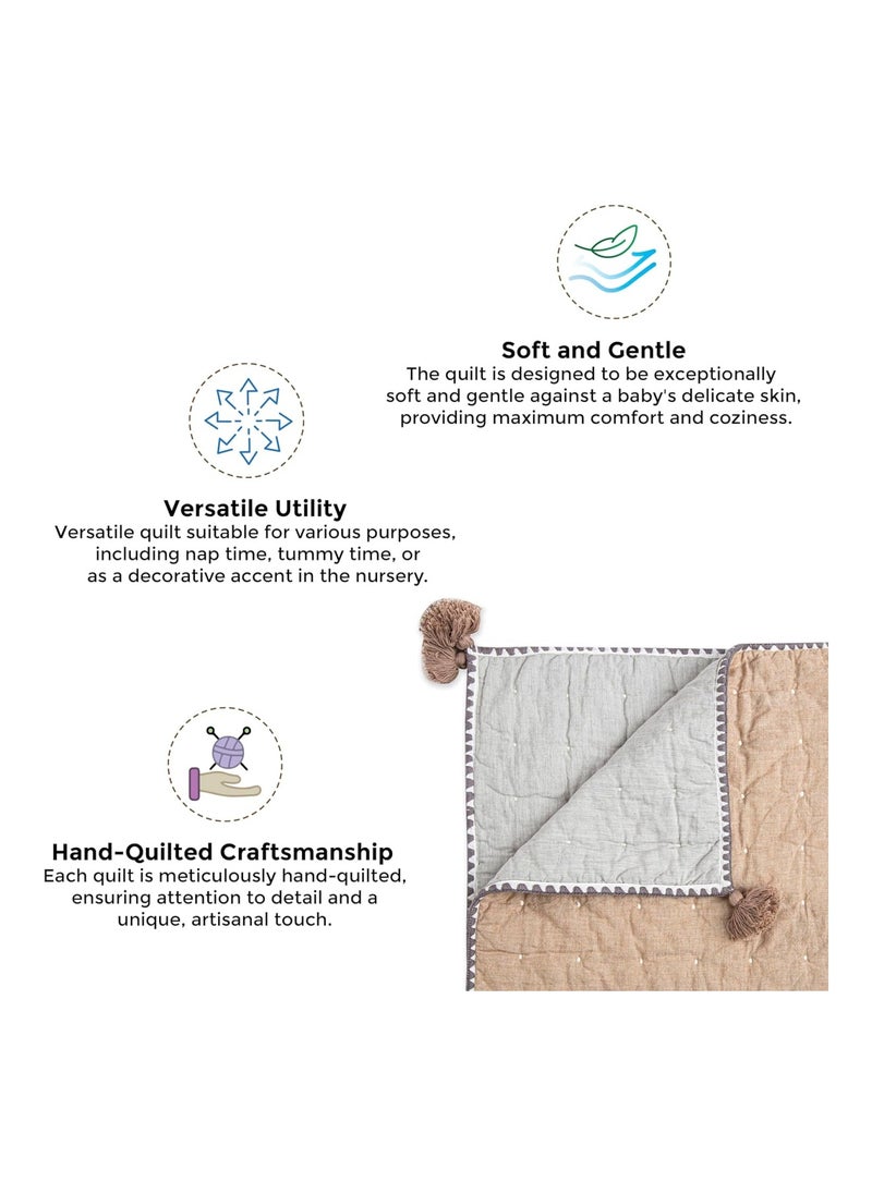 Crane BABY Blanket, Soft Cotton Quilted Nursery And Stroller Blanket For Boys And Girls, Copper, 36” X 36” (Bc-110Qb)  - Image 4