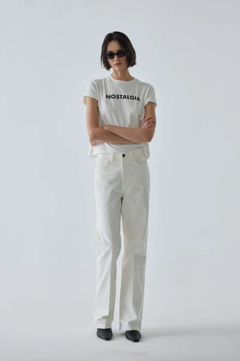 Suud Collection Ecru Nostalgia Printed T-Shirt
