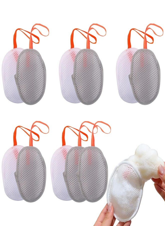 YudeWater 12 Pcs Mesh Soap Bags for Shower, Soap Saver Bag with Drawstring, Double-Sided Exfoliating Soap Pouch for Rich Lather, Bar Soap Body Face Cleaning, White and Gray - Image 1