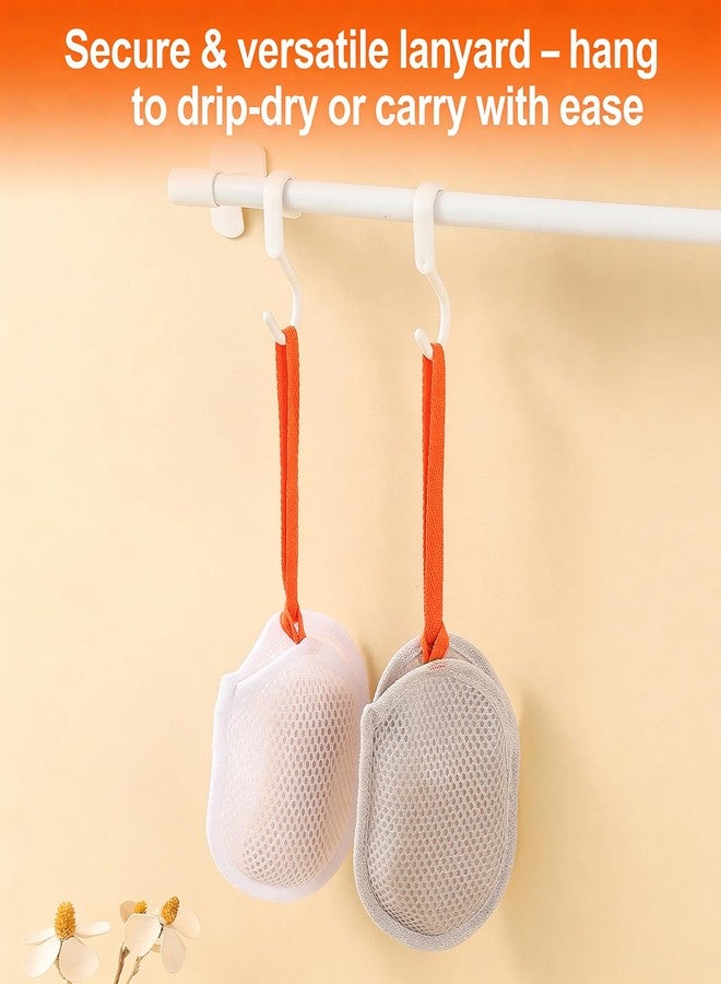 YudeWater 12 Pcs Mesh Soap Bags for Shower, Soap Saver Bag with Drawstring, Double-Sided Exfoliating Soap Pouch for Rich Lather, Bar Soap Body Face Cleaning, White and Gray - Image 3