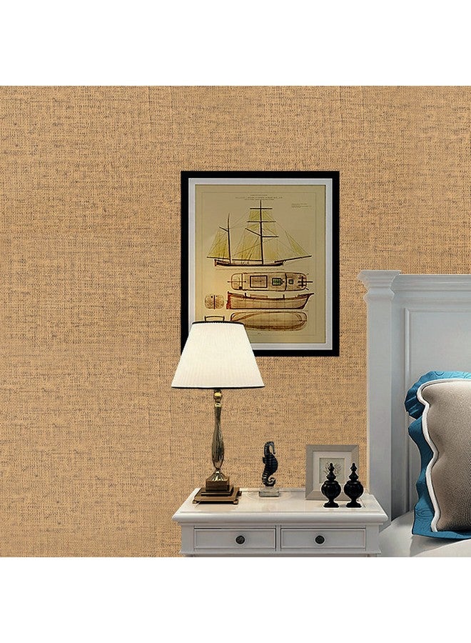 Wolpin Wall Sticker Wallpaper Grasscloth Pattern Living Room (45 x 600 cm) Furniture Self Adhesive Waterproof Design, Brown - Image 1