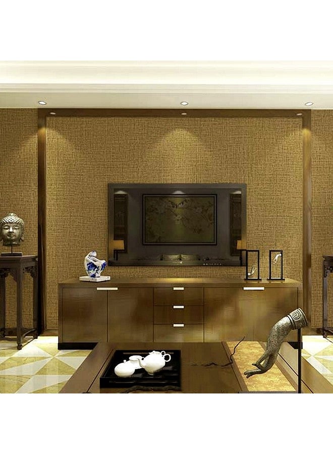 Wolpin Wall Sticker Wallpaper Grasscloth Pattern Living Room (45 x 600 cm) Furniture Self Adhesive Waterproof Design, Brown - Image 4