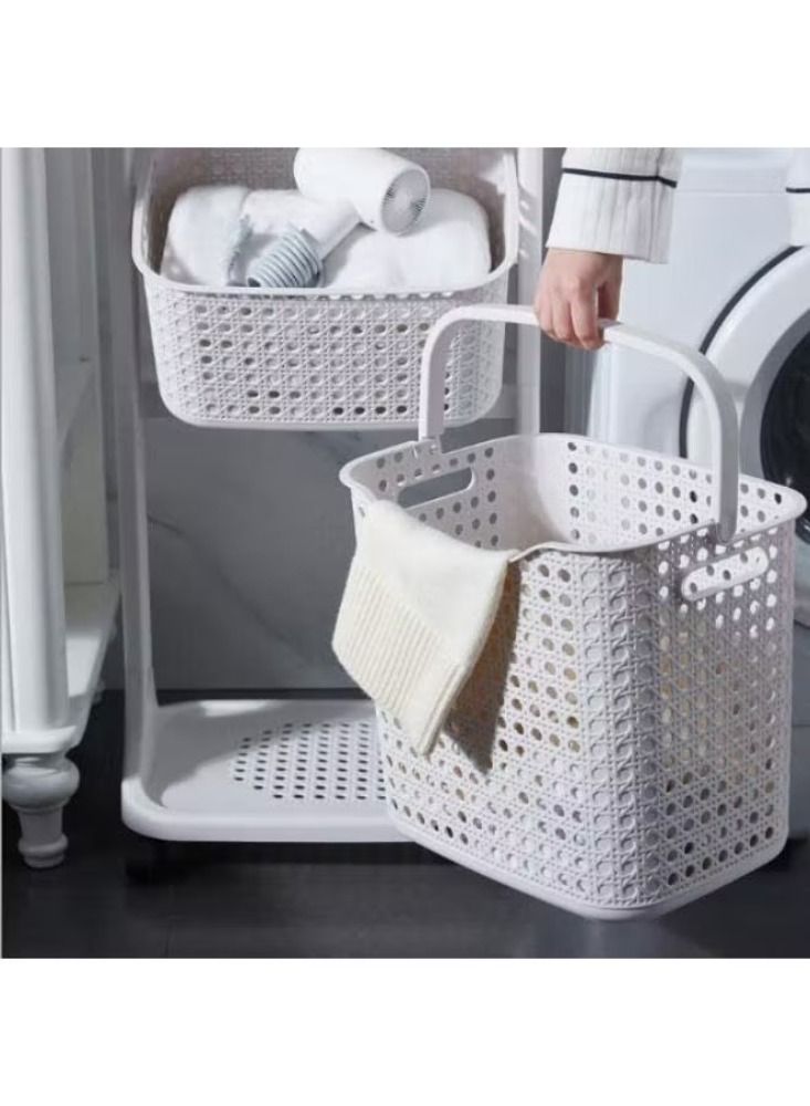 Dream Zone 2-Tier Laundry Basket with Wheel Rolling Sorter Hamper for Kitchen Bedroom Bathroom - Image 3