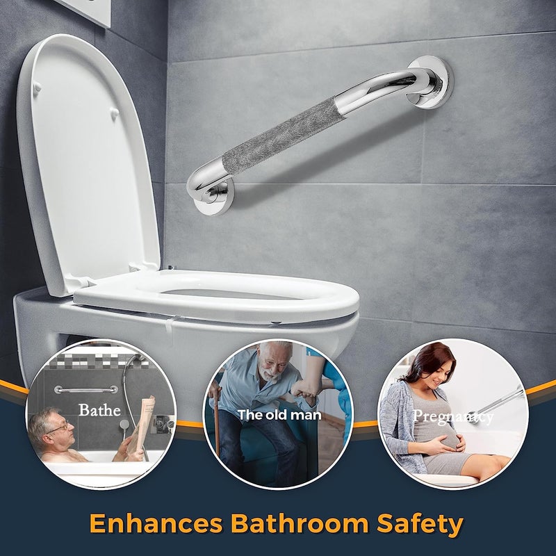 CHAMSUREUK 2 Pack 330mm 13inch Grab Bar Rail, 304 Stainless Non-Slip Bath Safe Handle - Image 2