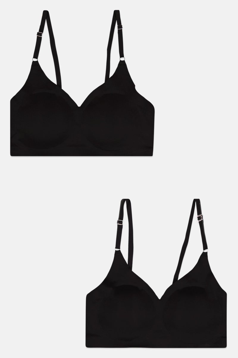 bebe Women 2 Piece Lightly Padded Bra, Black - Image 1