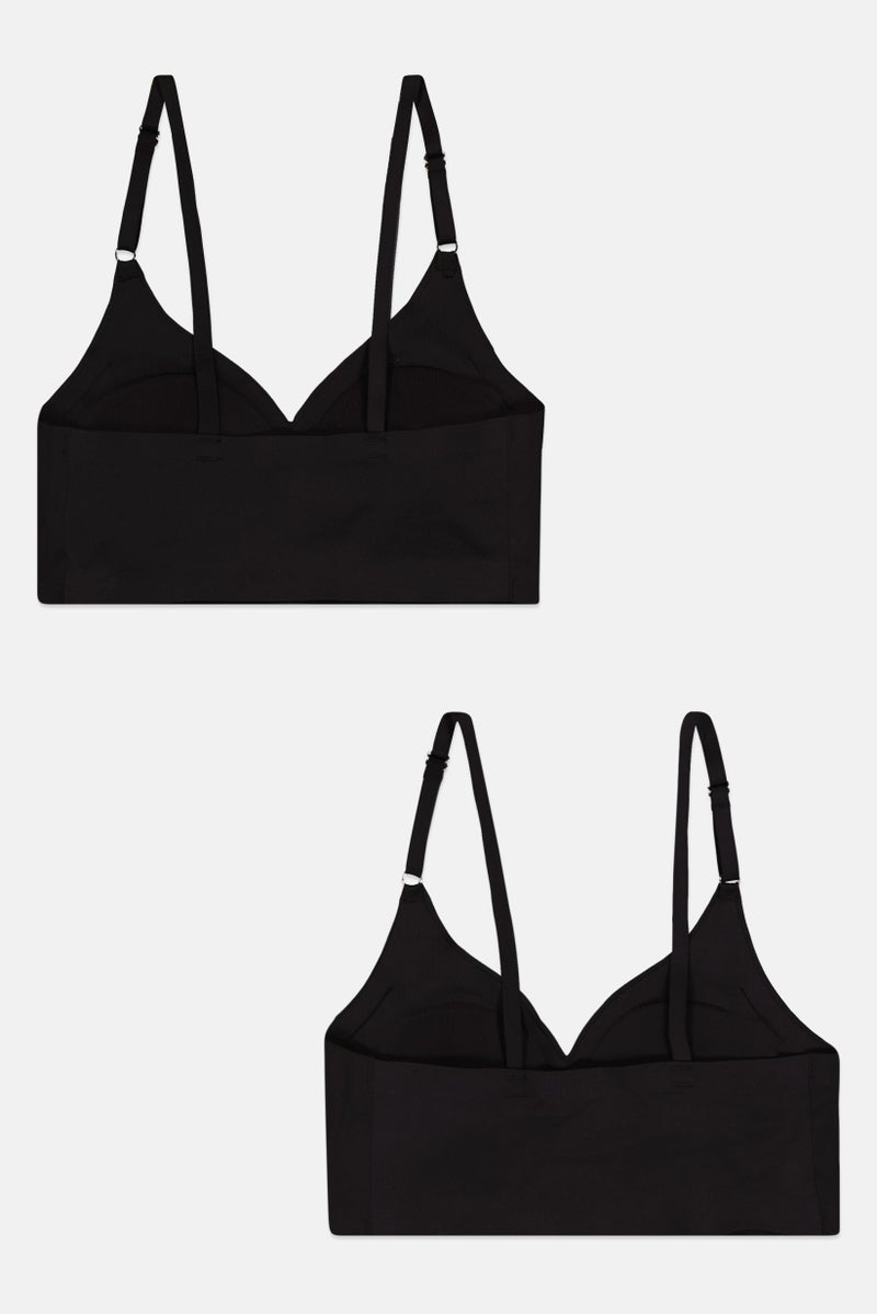 bebe Women 2 Piece Lightly Padded Bra, Black - Image 2