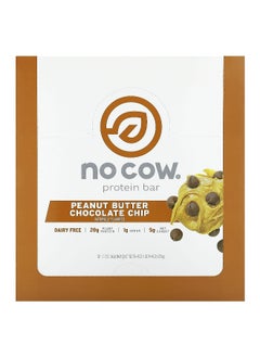 No Cow No Cow, Protein Bar, Peanut Butter Chocolate Chip, 12 Bars, 2.12 oz (60 g) Each  - Image 1