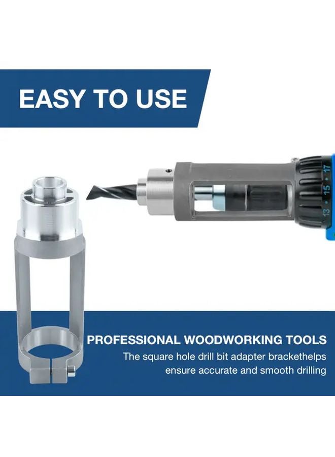 1pc Square Hole Drill Adapter Fixed Bracket Precision Woodworking Tool Bit - Image 4