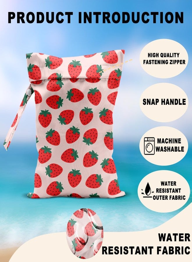 CFGBFDGH 2Pcs Fruits Wet Bags 12x10 Inch, Strawberry Orange Waterproof Travel Laundry Bags, Reusable Wet Dry Bag for Swimsuit Beach Diapers Dirty Yoga Gym Clothes, Travel Gifts for Women Friend Travelers - Image 3