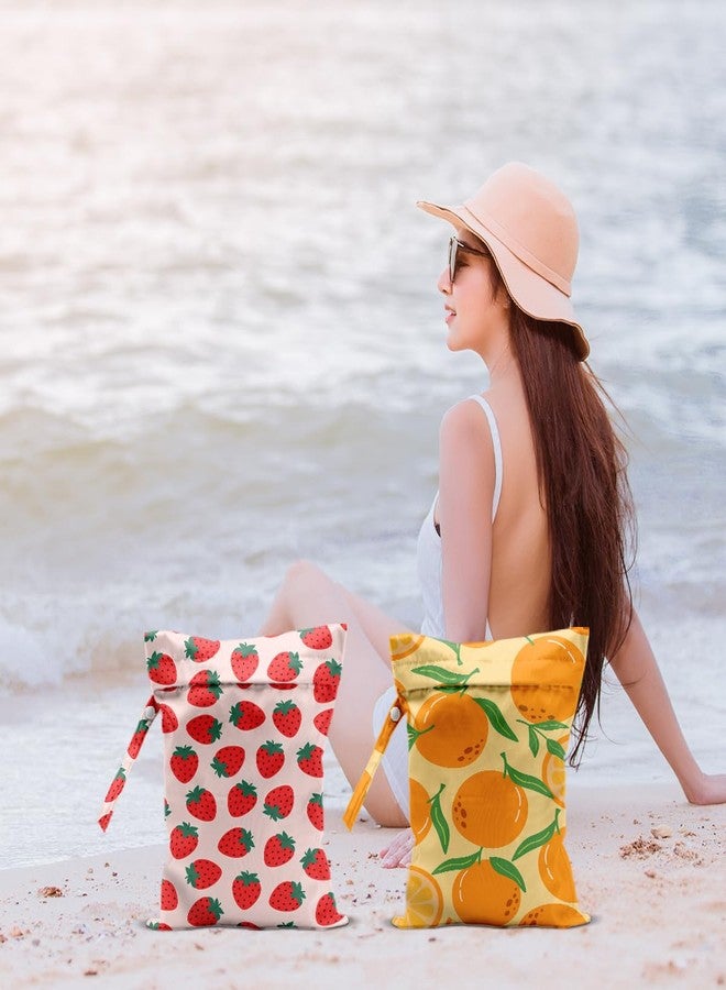 CFGBFDGH 2Pcs Fruits Wet Bags 12x10 Inch, Strawberry Orange Waterproof Travel Laundry Bags, Reusable Wet Dry Bag for Swimsuit Beach Diapers Dirty Yoga Gym Clothes, Travel Gifts for Women Friend Travelers - Image 4