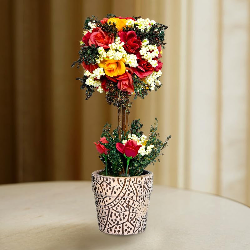 Cortina Cortina Ceremic Artificial Flower Plant with Pot Beige 33 Cm X 13 Cm Home Dcor Items for Living Room Balcony Kitchen Bedroom Office Table Top Decoration  - Image 2