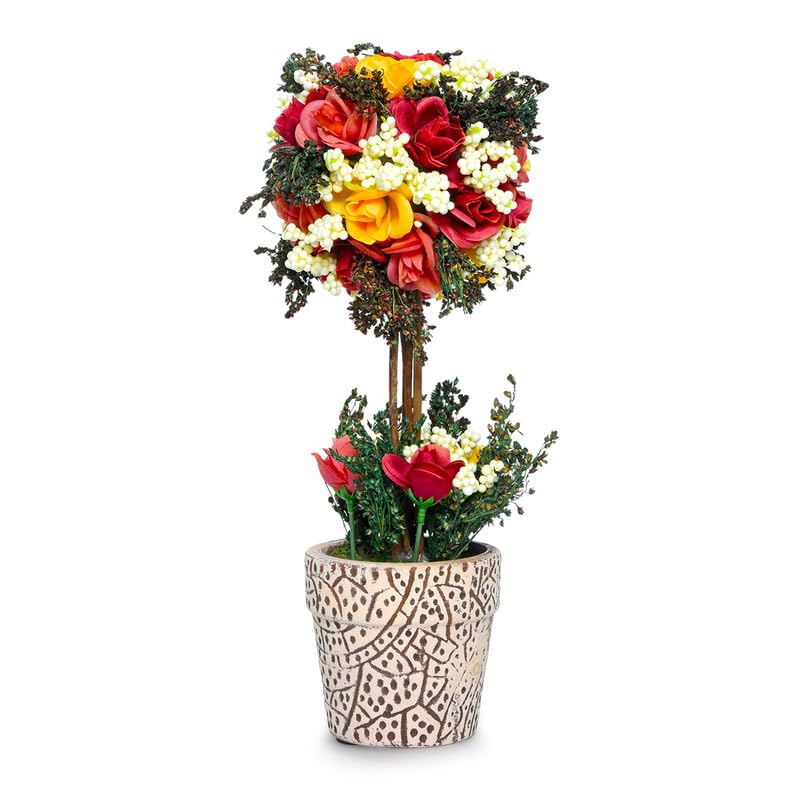 Cortina Cortina Ceremic Artificial Flower Plant with Pot Beige 33 Cm X 13 Cm Home Dcor Items for Living Room Balcony Kitchen Bedroom Office Table Top Decoration  - Image 1
