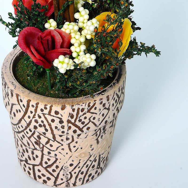 Cortina Cortina Ceremic Artificial Flower Plant with Pot Beige 33 Cm X 13 Cm Home Dcor Items for Living Room Balcony Kitchen Bedroom Office Table Top Decoration  - Image 5