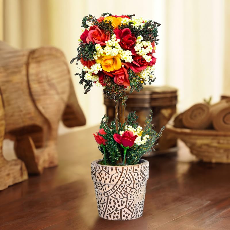 Cortina Cortina Ceremic Artificial Flower Plant with Pot Beige 33 Cm X 13 Cm Home Dcor Items for Living Room Balcony Kitchen Bedroom Office Table Top Decoration  - Image 3