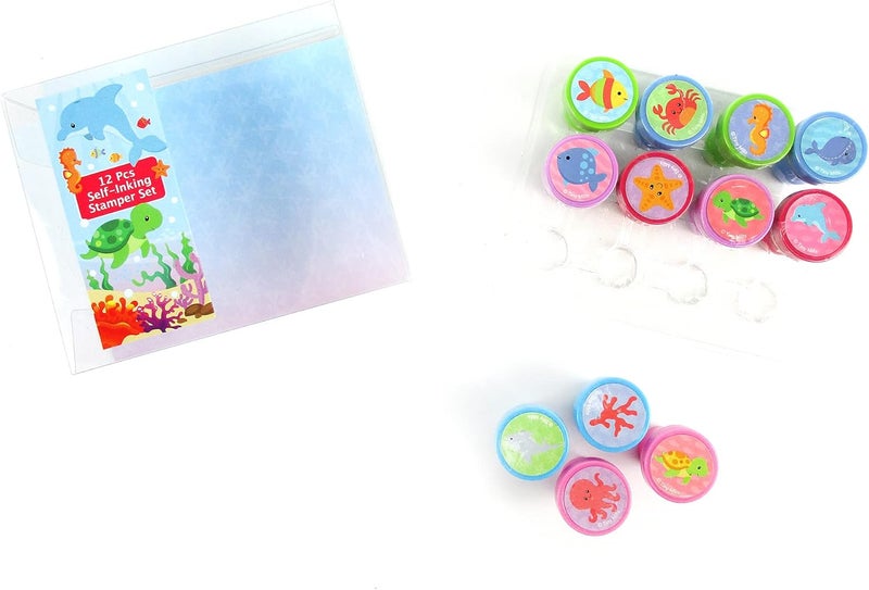 TINYMILLS 12 Pcs Ocean Life Turtle Stamp Kit for Kids Self Inking Stamps Gift Party Favors - Image 3