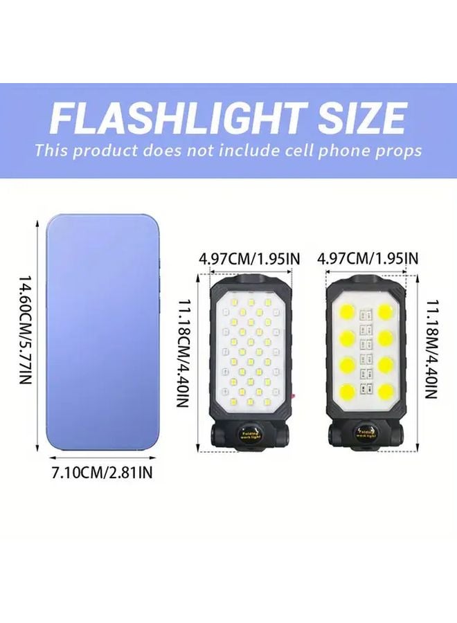 1pc B COB Flashlight Ultra Bright Folding USB Rechargeable Work Light with Base - Image 4