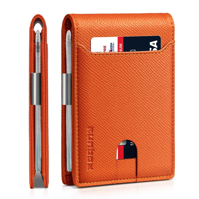 RUNBOX Slim Wallets for Men - Leather Money Clip Mens Wallet - RFID Blocking Front Pocket Bifold Wallet - Thin Credit Card Holder with Gift Box - Image 1