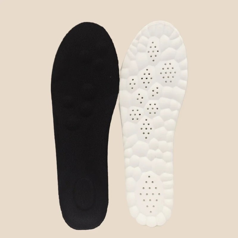High Elasticity Latex Sport Insoles - Soft Shoe Pads, Arch Support, Breathable & Shock Absorbing - 2pcs Black - Image 4