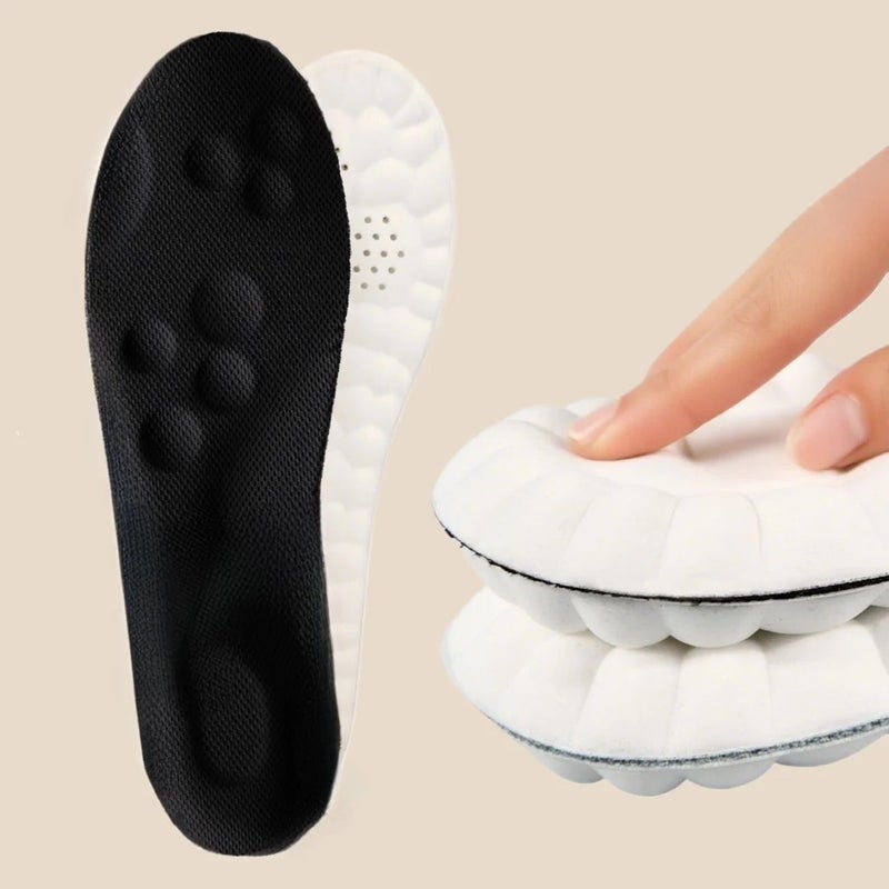High Elasticity Latex Sport Insoles - Soft Shoe Pads, Arch Support, Breathable & Shock Absorbing - 2pcs Black - Image 2