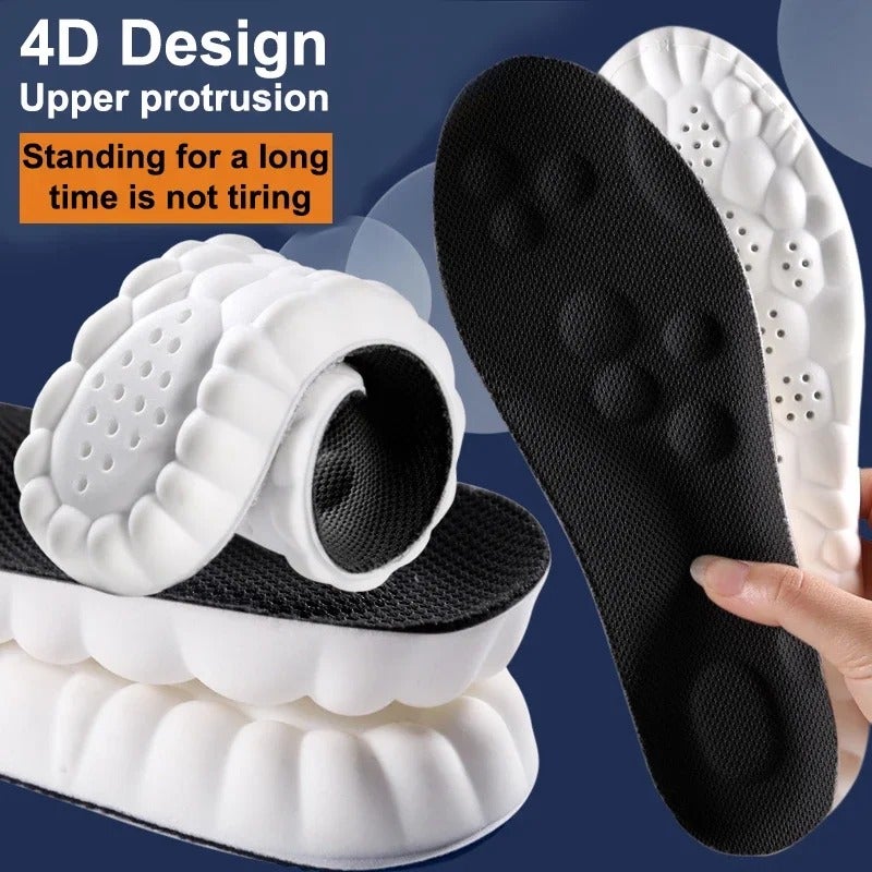 High Elasticity Latex Sport Insoles - Soft Shoe Pads, Arch Support, Breathable & Shock Absorbing - 2pcs Black - Image 1