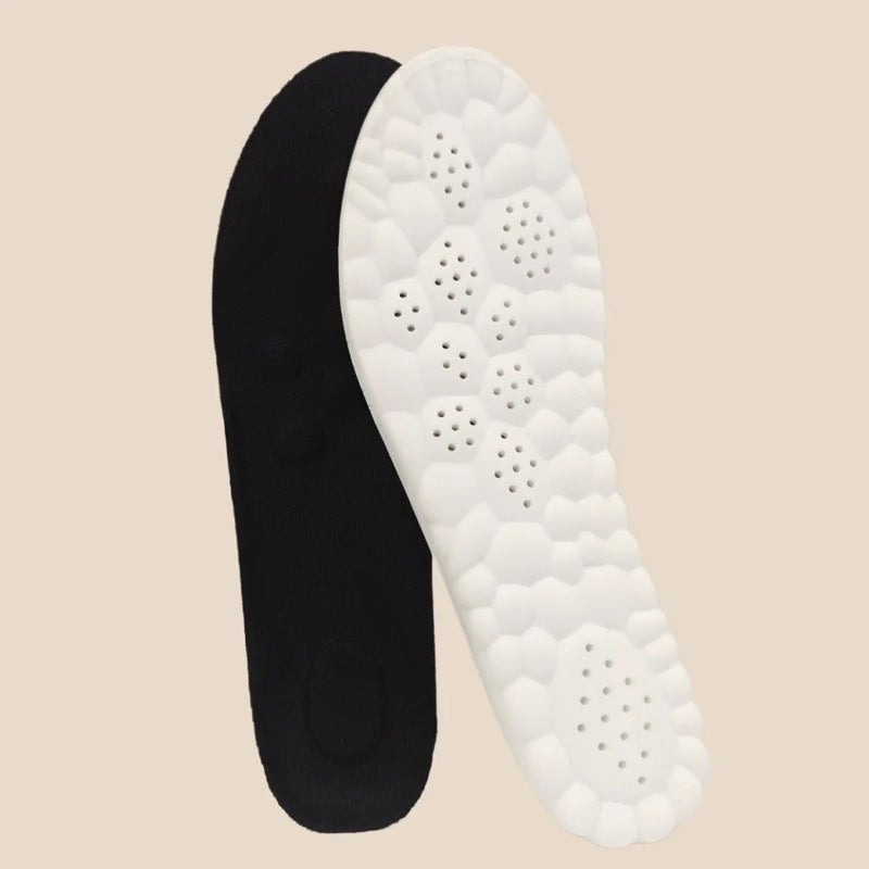 High Elasticity Latex Sport Insoles - Soft Shoe Pads, Arch Support, Breathable & Shock Absorbing - 2pcs Black - Image 3