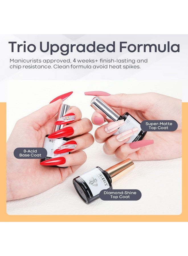 modelones Gel Top Coat Base Coat For Gel Nail Polish 3Pcs 10Ml No Wipe Matte & Shiny Top Coat Long Lasting High Gloss And Matte Effects Diy At Home - Image 2