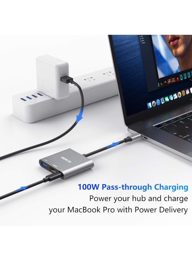Mokin USB-C to HDMI Multiport Adapter – 3-in-1 Type-C Hub with 4K HDMI Output, USB 3.0 Port & PD 3.0 60W Charging, Thunderbolt 3 Compatible, 5Gbps Data Transfer for MacBook Pro/Air, iPad Pro, Galaxy S24/S23, Laptop & More - Image 5