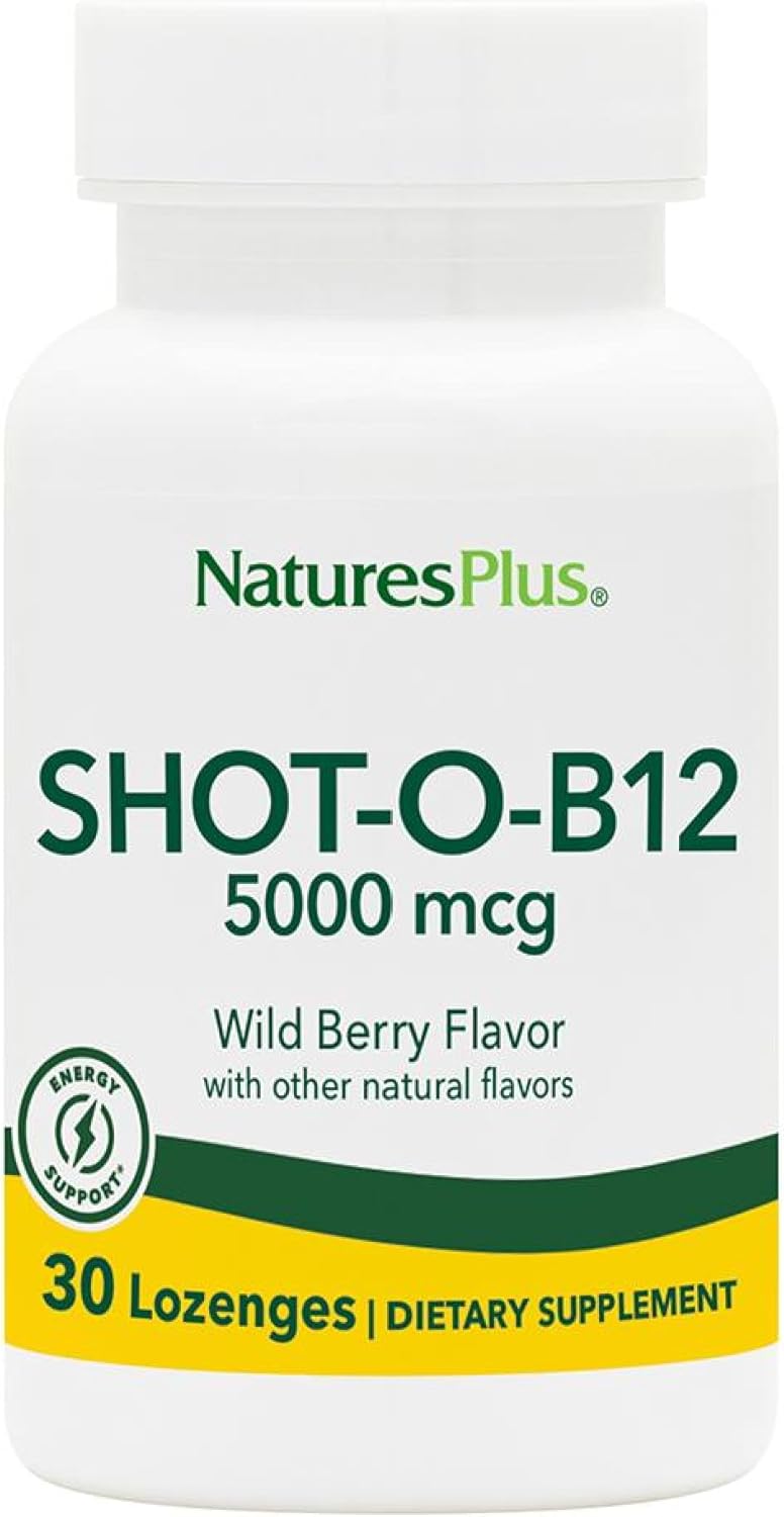 NaturesPlus لوذعات شوت-أو-بي12 بنكهة التوت البري لدعم الطاقة - Image 1