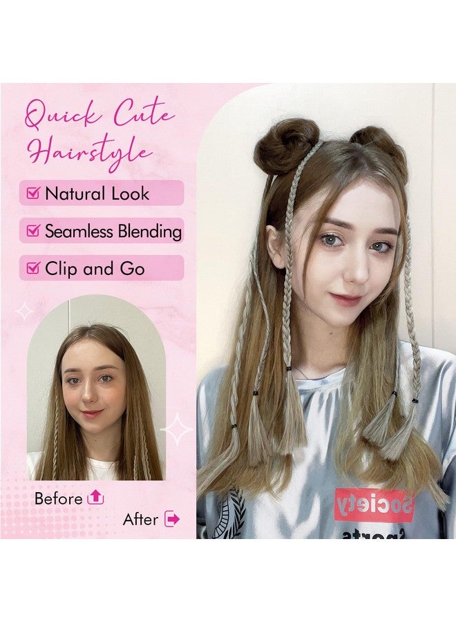 REECHO Space Bun Hair Pieces, 2 Pcs Mini Claw Clip In Messy & Cat Ears Fake Hair Bun Extensions Hb001 Wig Accessory Updo Hairpieces For Women Girls (Pack Of 2-3" Straight, Dark Blonde) - Image 4