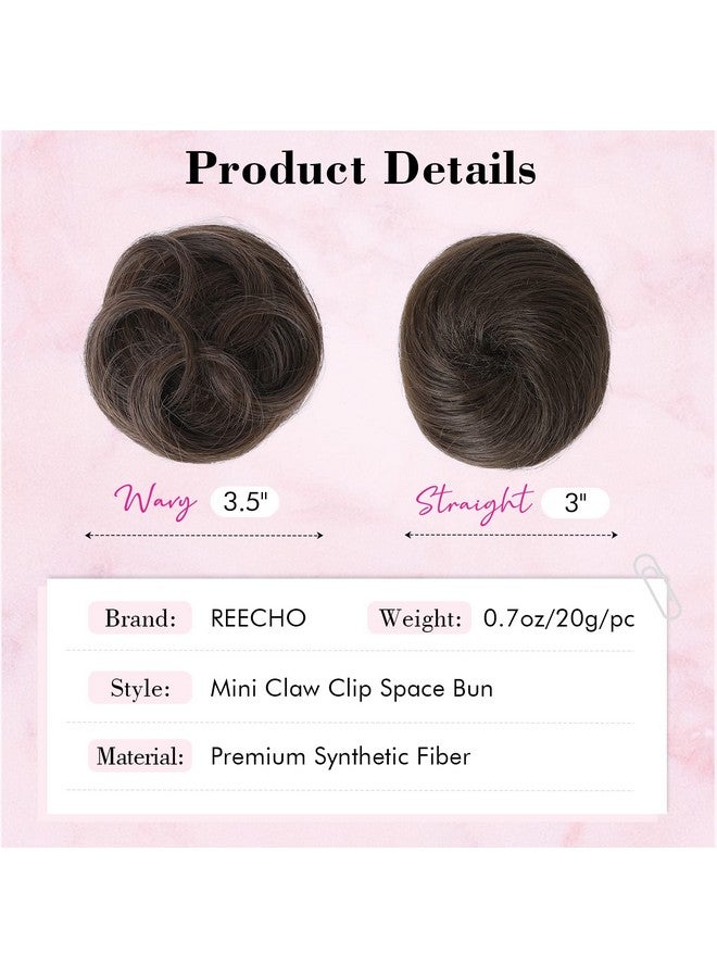 REECHO Space Bun Hair Pieces, 2 Pcs Mini Claw Clip In Messy & Cat Ears Fake Hair Bun Extensions Hb001 Wig Accessory Updo Hairpieces For Women Girls (Pack Of 2-3" Straight, Dark Blonde) - Image 2