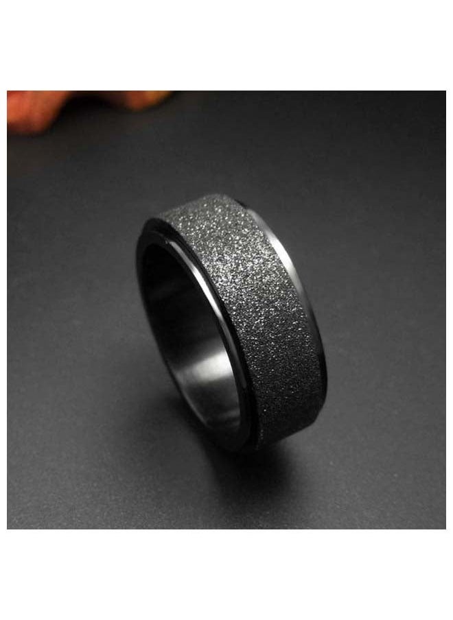 ROMAD 8MM Black Titanium Steel Matte Ring – EU Size 60, Durable Men's Band, Comfort Fit, Scratch-Resistant, Fashion Jewelry, Classic Wedding Engagement Ring  - Image 3