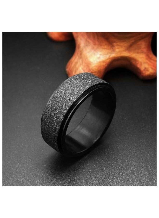 ROMAD 8MM Black Titanium Steel Matte Ring – EU Size 60, Durable Men's Band, Comfort Fit, Scratch-Resistant, Fashion Jewelry, Classic Wedding Engagement Ring  - Image 2