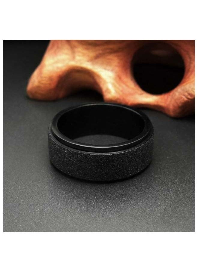 ROMAD 8MM Black Titanium Steel Matte Ring – EU Size 60, Durable Men's Band, Comfort Fit, Scratch-Resistant, Fashion Jewelry, Classic Wedding Engagement Ring  - Image 4