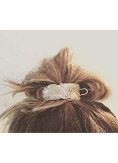 Fodattm Creative Alloy Leaf Hair Cuff Hair Stick Hairpin Hair Accessories Minimalist Hair Clip Hair Barrette Feather Bun Holder Vintage Bun Cage For Women Lady (Gold)  - Image 2