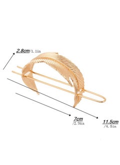 Fodattm Creative Alloy Leaf Hair Cuff Hair Stick Hairpin Hair Accessories Minimalist Hair Clip Hair Barrette Feather Bun Holder Vintage Bun Cage For Women Lady (Gold)  - Image 3