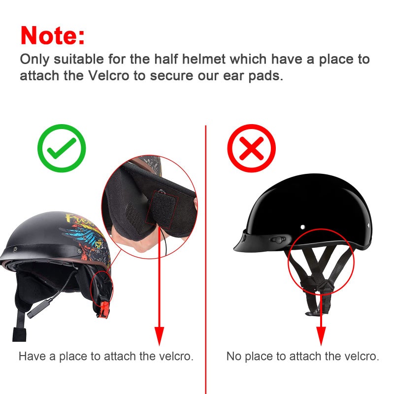 iGuerburn Half Helmet Ear Pads Speaker Pockets, Bluetooth Motorcycle Helmet Speakers Pouches 1/2 Helmet Accessories Ear Protection Reduce Wind Noise, 1 Pair - Image 3