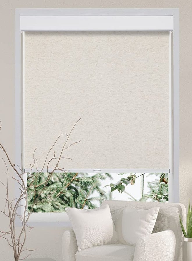 Persilux Free-Stop Cordless Roller Shades for Windows (Cream 23"W x 72"H) Natural Woven Fabric Light Filtering Roller Blinds, UV Protection Privacy Window Blinds for Windows, Home, Living Room, Office - Image 2