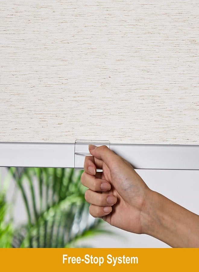 Persilux Free-Stop Cordless Roller Shades for Windows (Cream 23"W x 72"H) Natural Woven Fabric Light Filtering Roller Blinds, UV Protection Privacy Window Blinds for Windows, Home, Living Room, Office - Image 3