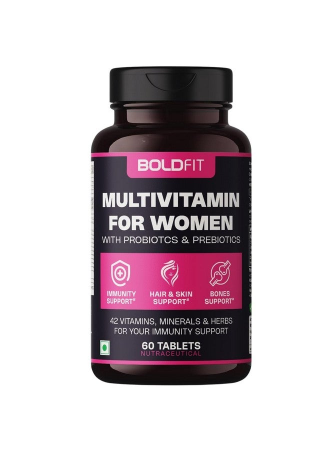 BOLDFIT Boldfit Multivitamin Tablets for Women with Probiotics Vitamin C, Iron and 42 Ingredients Support for Hair, Skin, Energy & Wellness-60 Multi vitamin women Tablets  - Image 1