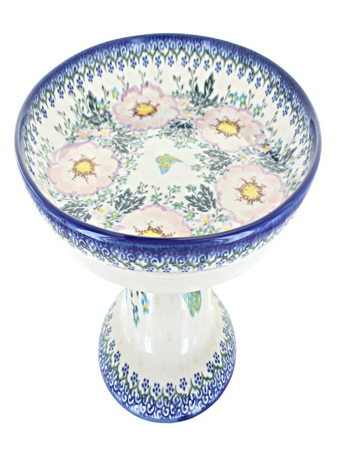 Blue Rose Pottery Blue Rose Polish Pottery - Pink Apple Blossom Cake Plate - 10" Diameter - Beautiful Cake Plate for Birthdays, Baby Showers, or Dinner Parties - Image 1