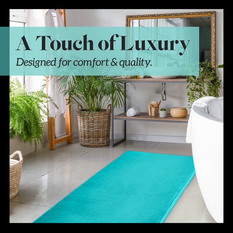 Genteele Bath Mats for Bathroom Non Slip - Teal 20"" x 32"" Memory Foam Bathroom Rugs - Quick Dry Bath Mat - Image 4