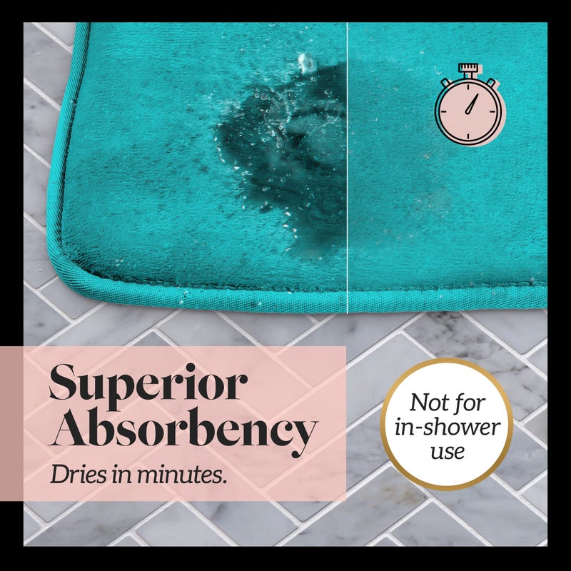 Genteele Bath Mats for Bathroom Non Slip - Teal 20"" x 32"" Memory Foam Bathroom Rugs - Quick Dry Bath Mat - Image 5