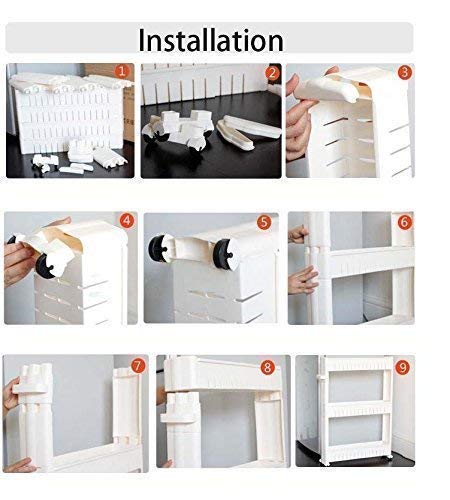 NEWON 3 Tier Kitchen Storage Organizer Rack Holder with Wheels(3 Layer, White) - Image 3