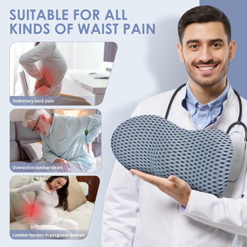 kasney Lumbar Support Pillow, Back Pillow for Low Back Pain Relief, Ergonomic Streamline Car Seat, Office Chair, Recliner and Bed (Gray) - Image 4