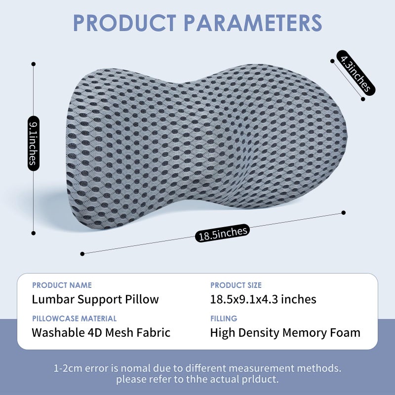 kasney Lumbar Support Pillow, Back Pillow for Low Back Pain Relief, Ergonomic Streamline Car Seat, Office Chair, Recliner and Bed (Gray) - Image 5