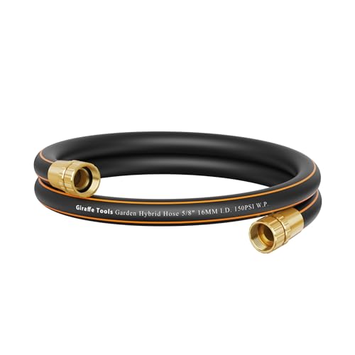 Giraffe Tools Leader Hose 6ft x 58 Short Water Hose for Hose Reel Connecting Lightweight Flexible with Female Female Fittings - Image 1